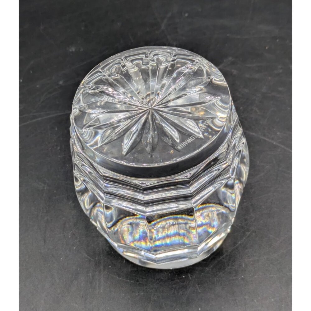 Vintage William Yeoward Clear Lead Crystal Paperweight Barrel Shaped 2.75"